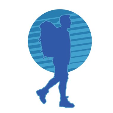 Sırt çantası haritalı bir turist. Seyahat ederken konum haritasında sırt çantalı arama yönü