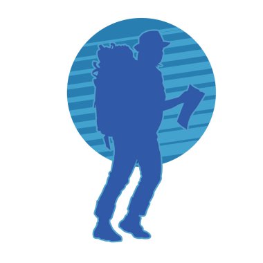 Sırt çantası haritalı bir turist. Seyahat ederken konum haritasında sırt çantalı arama yönü