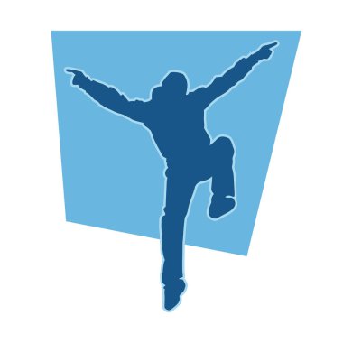 Genç insanlar beyaz arka planda hip hop dansçısı vektör silueti