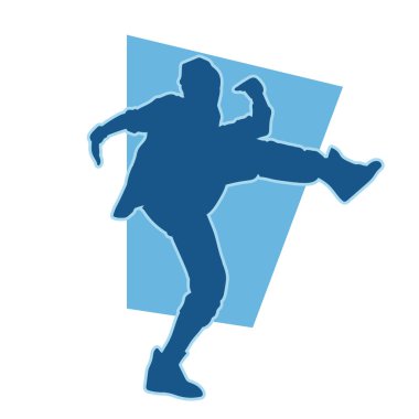 Genç insanlar beyaz arka planda hip hop dansçısı vektör silueti