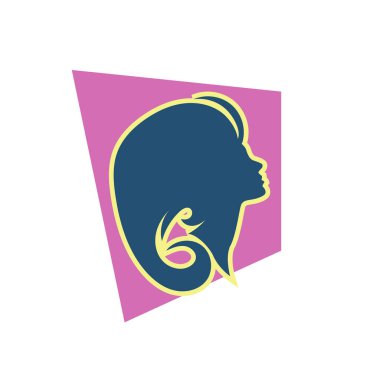 Uzun saçlı güzel kadın silueti saç güzelliği ve spa logo ikonu için kullanılır.