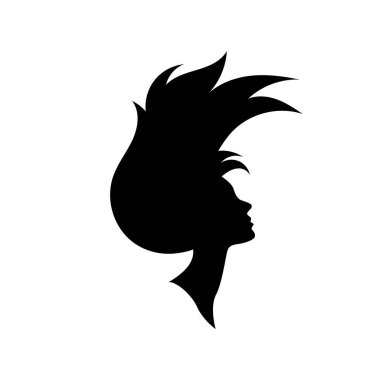 Uzun saçlı güzel kadın silueti saç güzelliği ve spa logo ikonu için kullanılır.