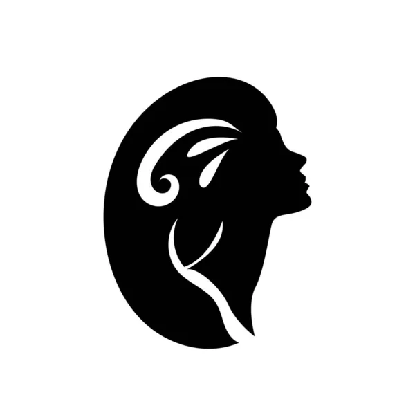 stock vector Silhouette of beautiful woman with long hair side view used for hair beauty and spa logo vector icon