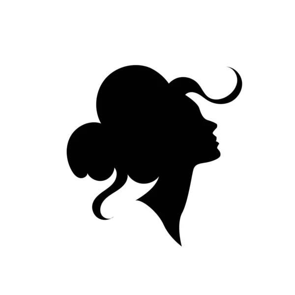 Silueta Krásné Ženy Dlouhými Vlasy Boční Pohled Používá Pro Krásu — Stockový vektor