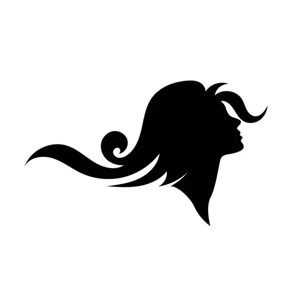 具有长发侧视图的漂亮女人的轮廓 用于美发和温泉标志矢量图标 — 图库矢量图片