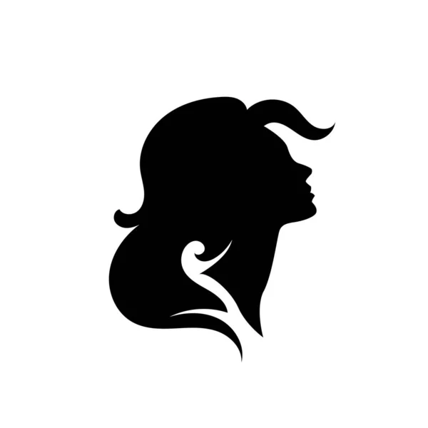 Silhouette Beautiful Woman Long Hair Side View Used Hair Beauty — Stock Vector