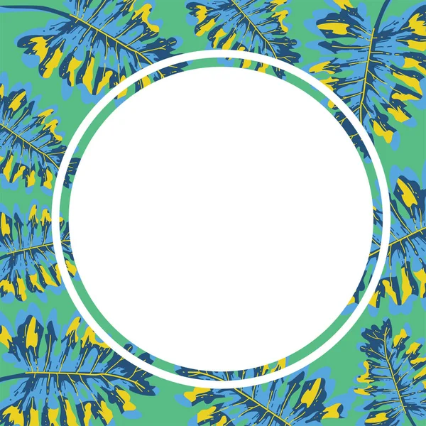 Handgetekende Frame Kleur Tropische Banner Met Jungle Bladeren Exotische Bladeren — Stockvector