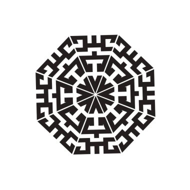 Mandala geometrik daire desenli Kelt labirent süsü. kabile dövmesi