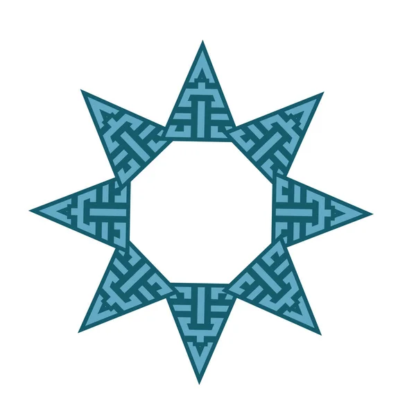 曼陀罗几何圆形图案的凯尔特迷宫装饰 部落纹身 — 图库矢量图片