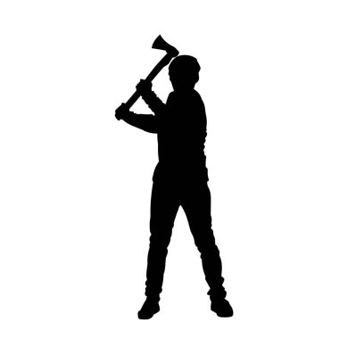 Beyaz arka planda erkek inşaat işçisi silueti madenci vektörü