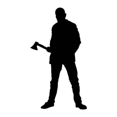 Oduncu, oduncu, balta, oduncu, oduncu, beyaz arka planda oduncu vektör silueti