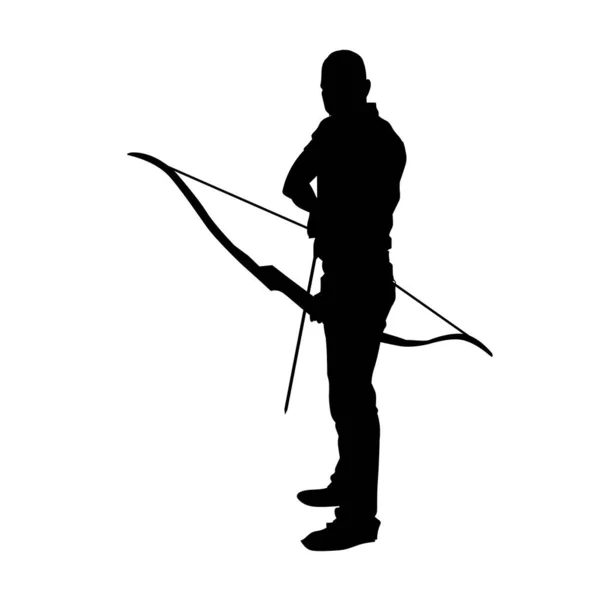 Geleneksel Erkek Archer Okçu Vektör Silueti — Stok Vektör