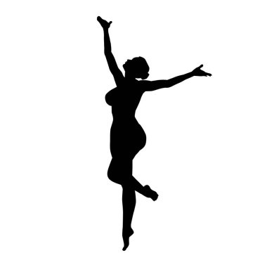 Kadın mutlu seksi dans vektörü silueti.