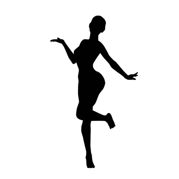 Женщина Довольна Сексуальным Танцевальным Силуэтом — стоковый вектор