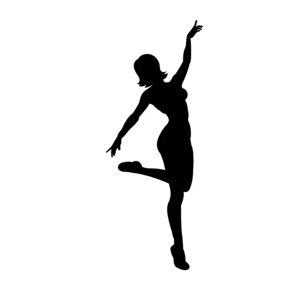 Ballerina Silhouette Balletttanz Posiert Vektor Isoliert Auf Weißem Hintergrund — Stockvektor