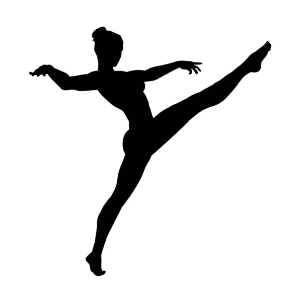 Bailarina Silhueta Balé Dança Poses Vetor Isolado Fundo Branco — Vetor de Stock