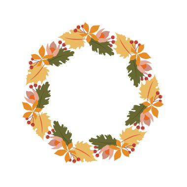 Altın akçaağaç ve meşe yapraklı sonbahar çerçevesi. Vektör şablonu illüstrasyonu.