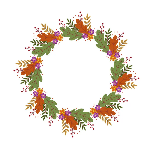 Autumn Frame Golden Maple Oak Leaves Vector Template Illustration — Stock Vector