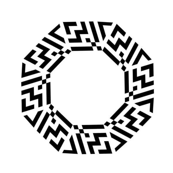 单字几何圆图案的凯尔特人迷宫装饰 部落纹身 — 图库矢量图片