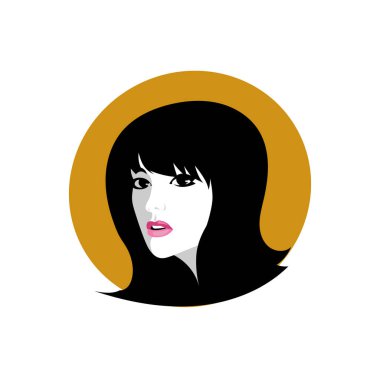 Uzun saçlı güzel kadın silueti saç güzelliği ve spa logo ikonu için kullanılır.