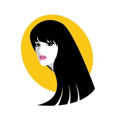 Uzun saçlı güzel kadın silueti saç güzelliği ve spa logo ikonu için kullanılır.