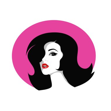 Uzun saçlı güzel kadın silueti saç güzelliği ve spa logo ikonu için kullanılır.
