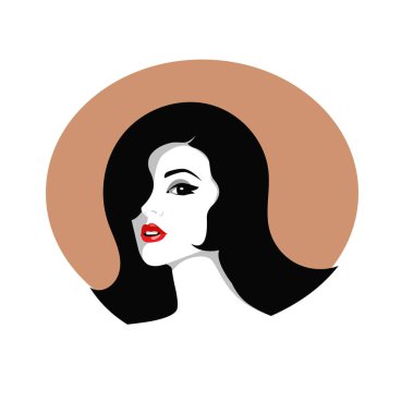 Uzun saçlı güzel kadın silueti saç güzelliği ve spa logo ikonu için kullanılır.