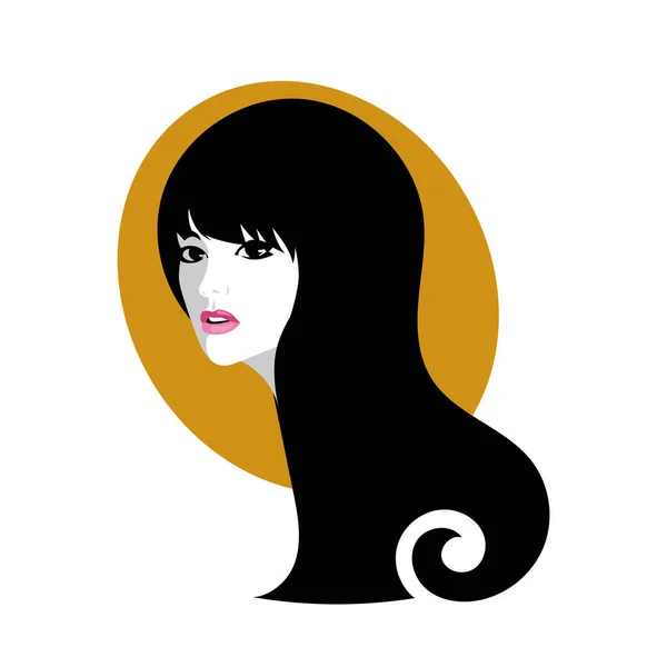 Силуэт Красивой Женщины Длинными Волосами Вид Сбоку Используется Красоты Волос — стоковый вектор