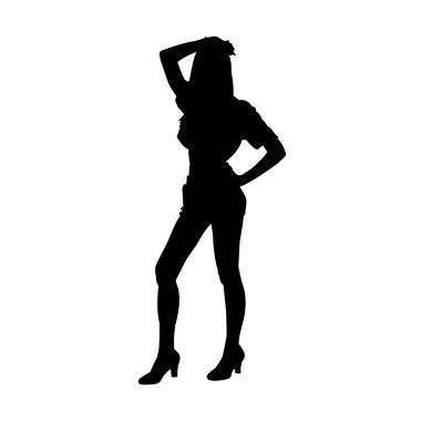 Seksi kadın vektör silueti pozu veriyor