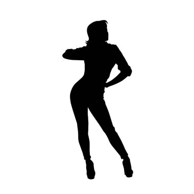 Seksi kadın vektör silueti pozu veriyor