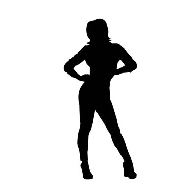 Seksi kadın vektör silueti pozu veriyor