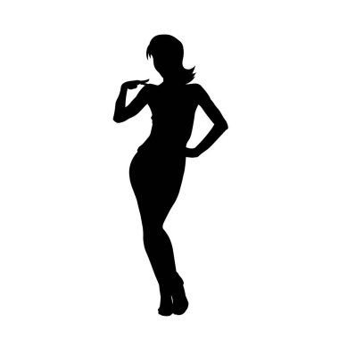 Seksi kadın vektör silueti pozu veriyor