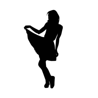 Seksi kadın vektör silueti pozu veriyor