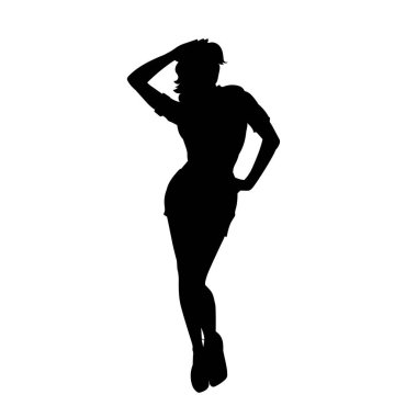 Seksi kadın vektör silueti pozu veriyor