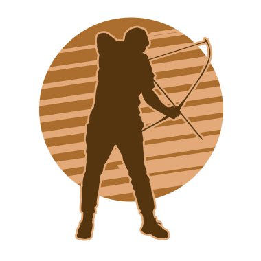 Erkek bir okçu atletinin silüeti. Ok ve yaylı bir okçunun silueti..