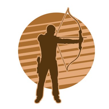 Erkek bir okçu atletinin silüeti. Ok ve yaylı bir okçunun silueti..
