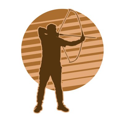 Erkek bir okçu atletinin silüeti. Ok ve yaylı bir okçunun silueti..