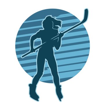 Kadın bir hokey oyuncusunun silueti.