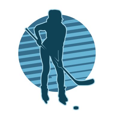 Kadın bir hokey oyuncusunun silueti.