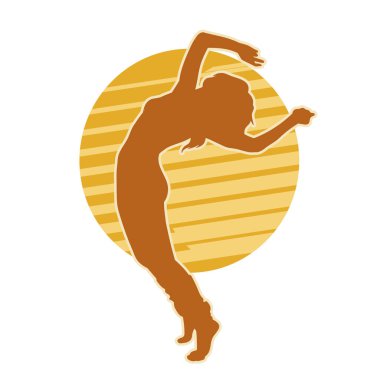 Aerobik yapan bir kadının silüeti sağlıklı bir yaşam tarzı. İnce bir kadın dansçının silüeti..