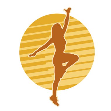 Aerobik yapan bir kadının silüeti sağlıklı bir yaşam tarzı. Kadın dansçının silueti..