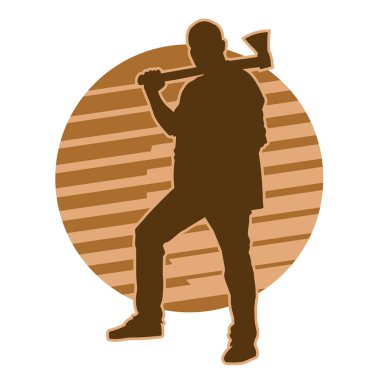 Elinde baltayla gezen bir oduncunun silueti..