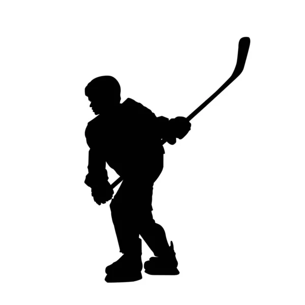 Silhouette Giocatore Hockey Ghiaccio Silhouette Atleta Hockey Maschile Azione — Vettoriale Stock