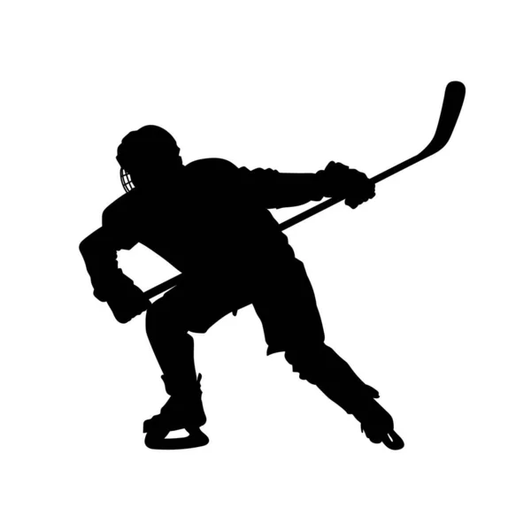 Silueta Jugador Hockey Sobre Hielo Silueta Atleta Hockey Masculino Acción — Archivo Imágenes Vectoriales