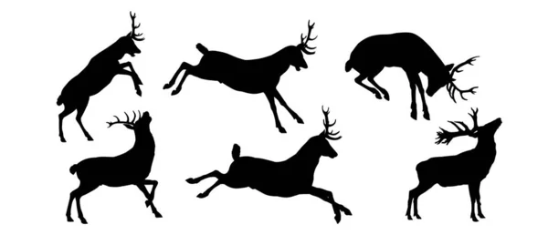 鹿のシルエットのコレクション — ストックベクタ