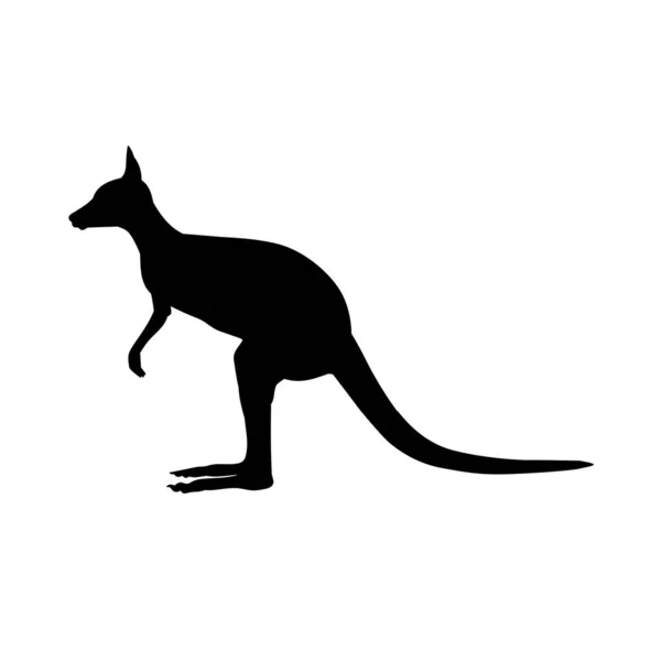 Silhouette Animal Kangourou Debout Sur Deux Pattes — Image vectorielle