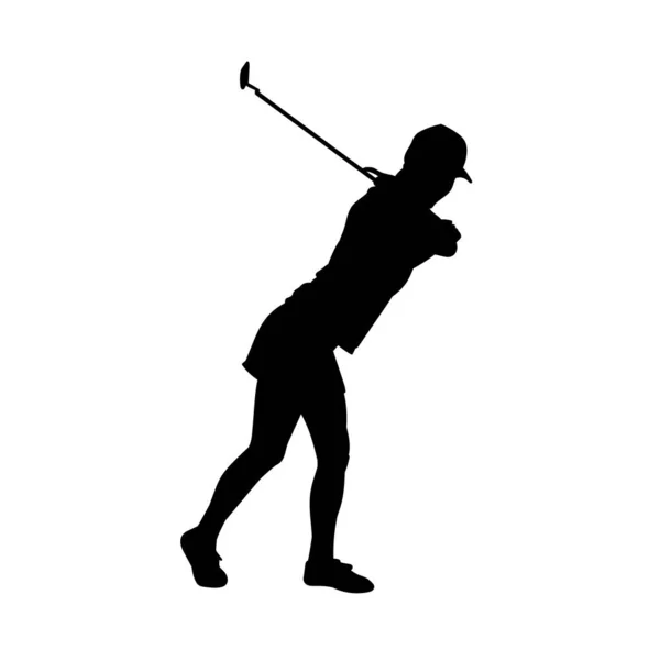 Silhouette Una Donna Che Oscilla Suo Bastone Golf Silhouette Atleta — Vettoriale Stock