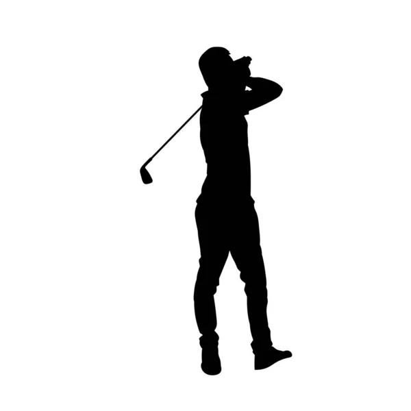 Silhouette Giocatore Golf Maschile Silhouette Uomo Golfista Oscillando Suo Bastone — Vettoriale Stock