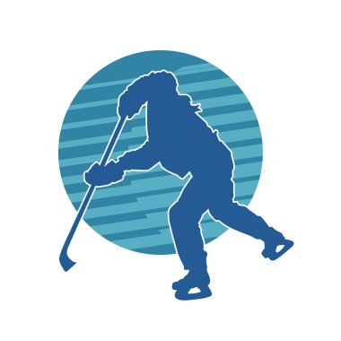 Hareket halindeki bir buz hokeyi oyuncusunun silüeti.