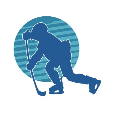 Hareket halindeki bir buz hokeyi oyuncusunun silüeti.